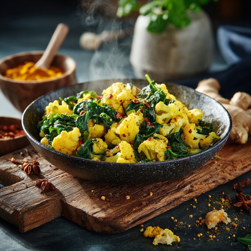 Blumenkohl Curry Mit Spinat