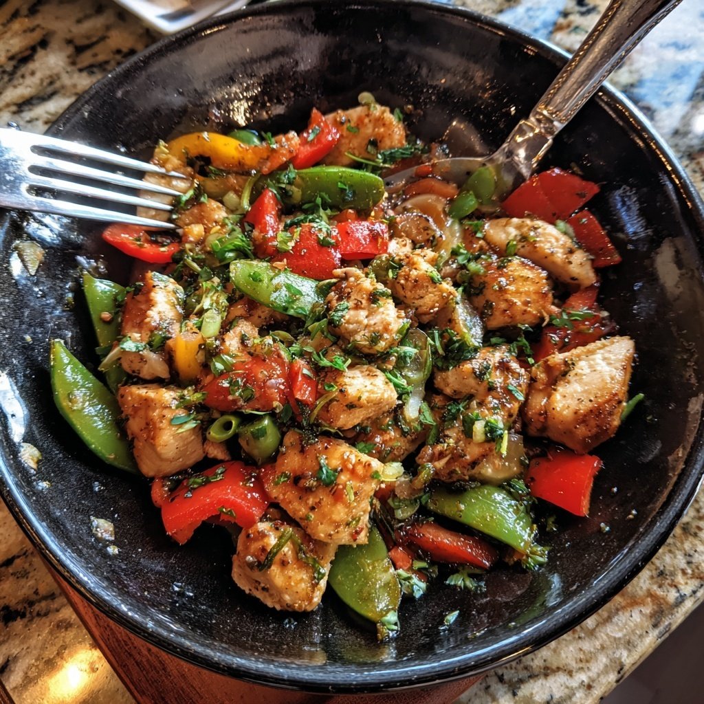 Kalorienarme Hähnchen Gemüse Pfanne