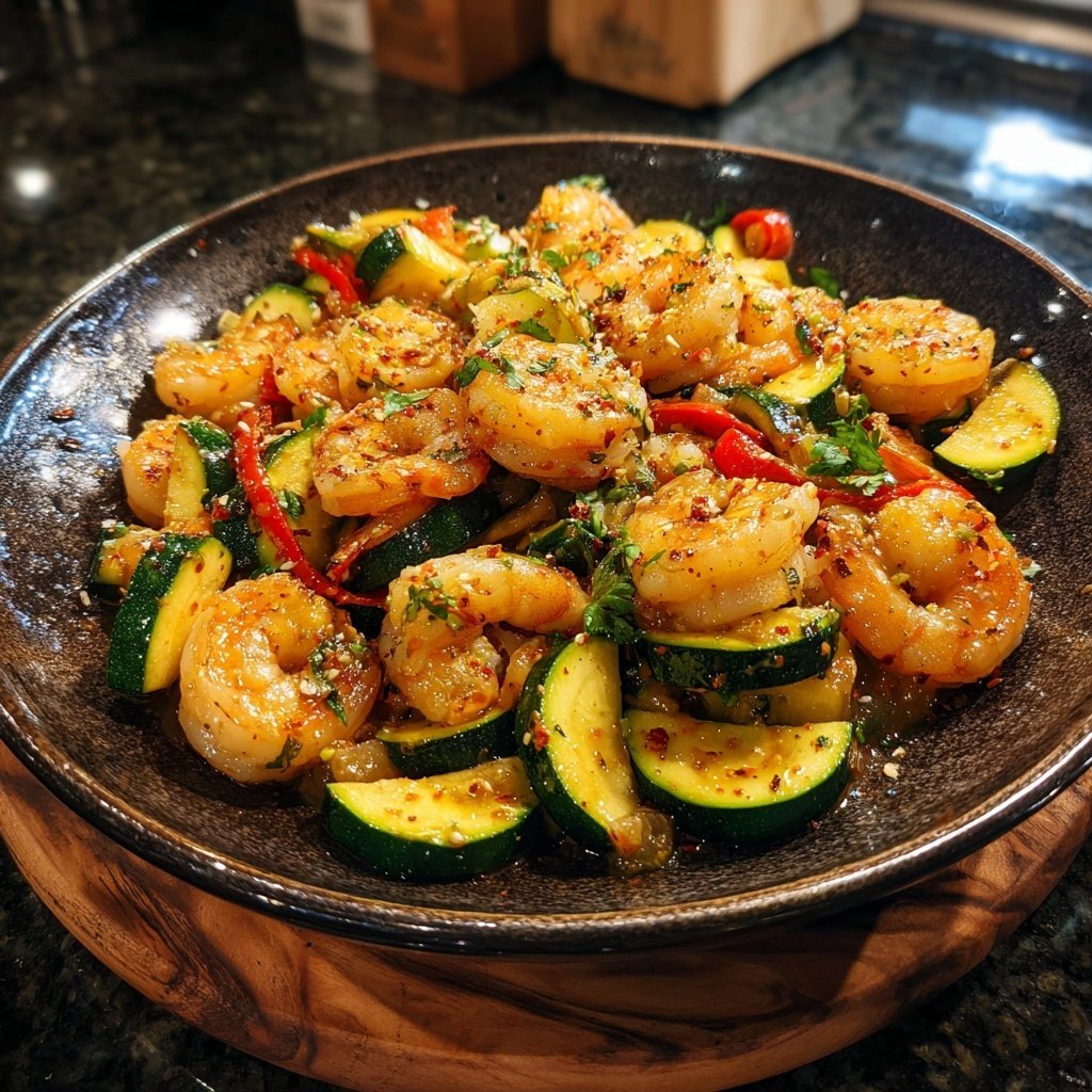 Garnelenpfanne mit Zucchini